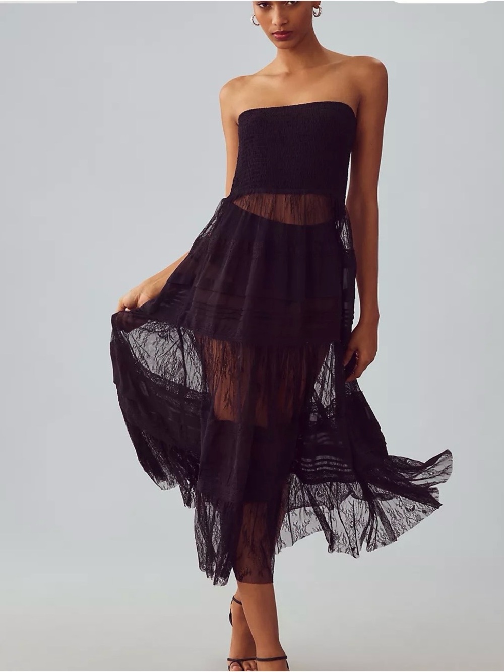 Anthropologie Strapless Lace Dress XS